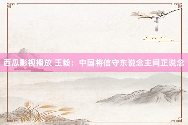 西瓜影视播放 王毅：中国将信守东说念主间正说念