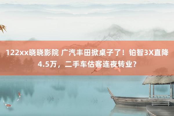 122xx晓晓影院 广汽丰田掀桌子了！铂智3X直降4.5万，二手车估客连夜转业？