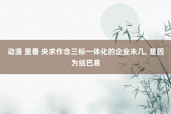 动漫 里番 央求作念三标一体化的企业未几， 是因为结巴易