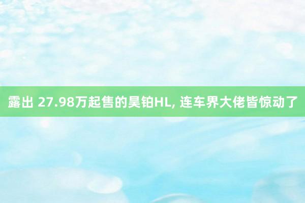 露出 27.98万起售的昊铂HL， 连车界大佬皆惊动了