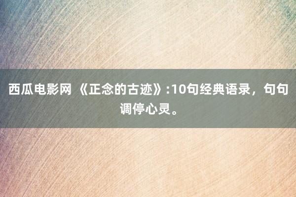 西瓜电影网 《正念的古迹》:10句经典语录，句句调停心灵。